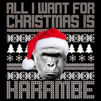 All I Want for Christmas is Harambe Ugly Sweater Design Drawstring Bag
