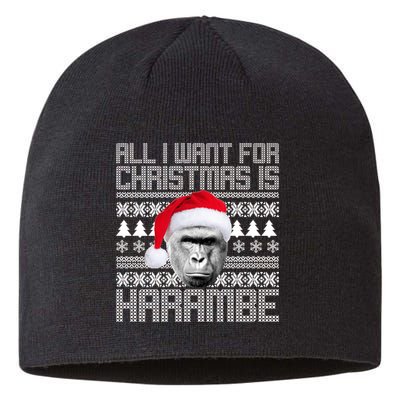 All I Want for Christmas is Harambe Ugly Sweater Design Sustainable Beanie