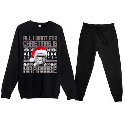 All I Want for Christmas is Harambe Ugly Sweater Design Premium Crewneck Sweatsuit Set