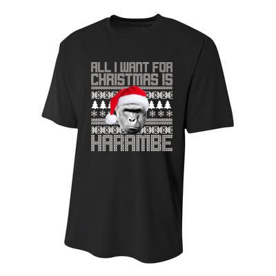 All I Want for Christmas is Harambe Ugly Sweater Design Youth Performance Sprint T-Shirt