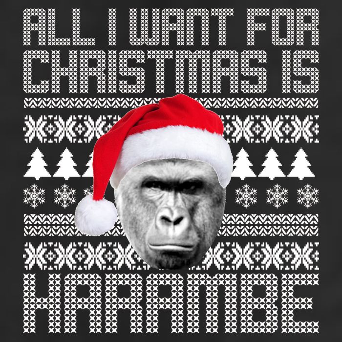 All I Want for Christmas is Harambe Ugly Sweater Design Trucker Hat