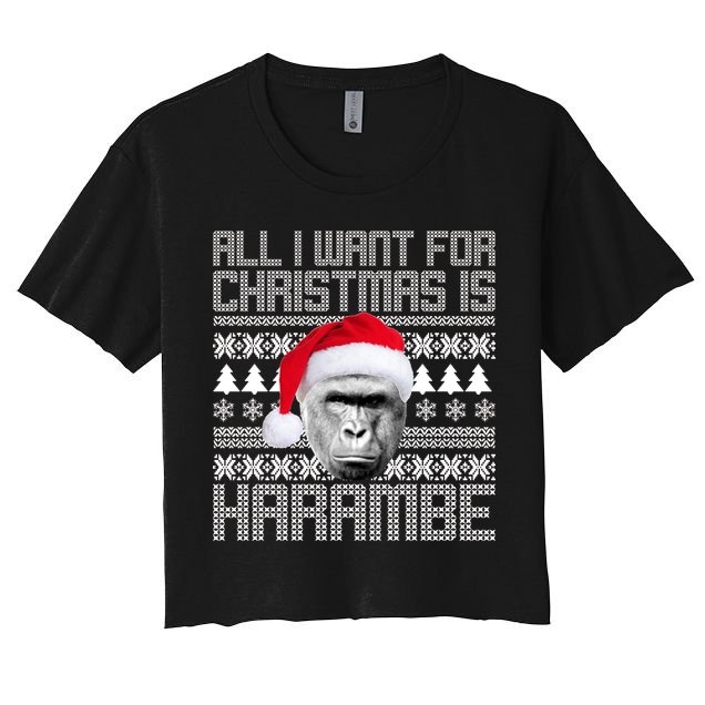 All I Want for Christmas is Harambe Ugly Sweater Design Crop Top