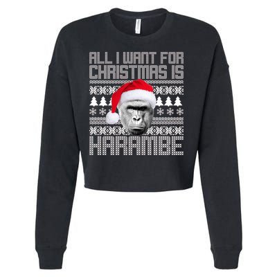All I Want for Christmas is Harambe Ugly Sweater Design Cropped Pullover Crew