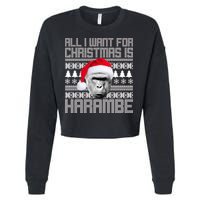 All I Want for Christmas is Harambe Ugly Sweater Design Cropped Pullover Crew