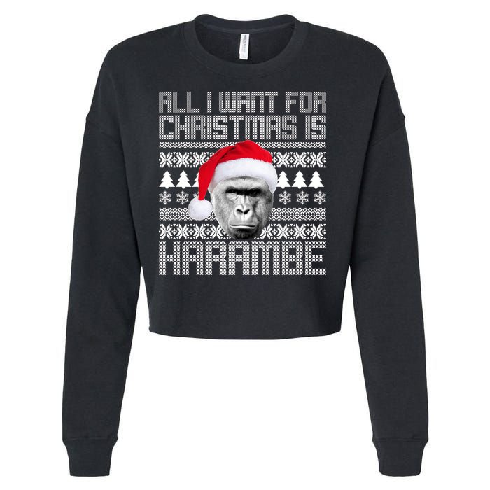 All I Want for Christmas is Harambe Ugly Sweater Design Cropped Pullover Crew