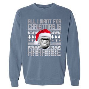 All I Want for Christmas is Harambe Ugly Sweater Design Garment-Dyed Sweatshirt