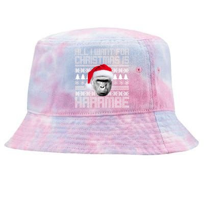 All I Want for Christmas is Harambe Ugly Sweater Design Tie-Dyed Bucket Hat