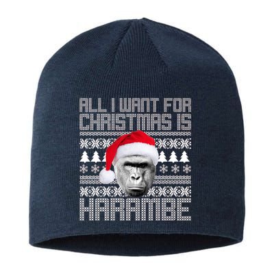 All I Want for Christmas is Harambe Ugly Sweater Design Sustainable Beanie