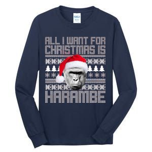 All I Want for Christmas is Harambe Ugly Sweater Design Tall Long Sleeve T-Shirt