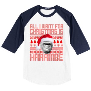 All I Want for Christmas is Harambe Ugly Sweater Design Baseball Sleeve Shirt