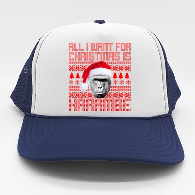 All I Want for Christmas is Harambe Ugly Sweater Design Trucker Hat