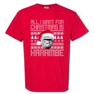 All I Want for Christmas is Harambe Ugly Sweater Design Garment-Dyed Heavyweight T-Shirt