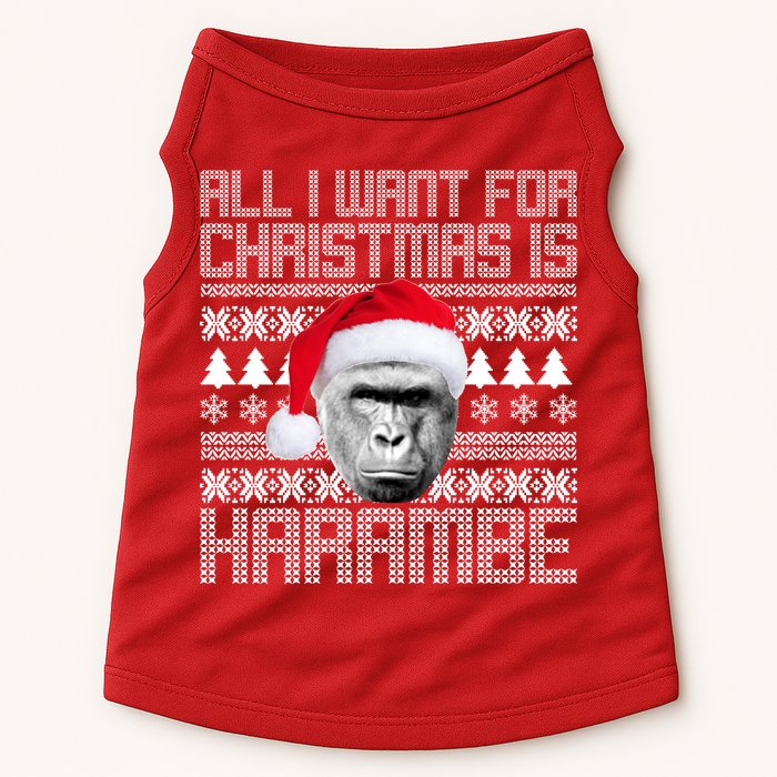 All I Want for Christmas is Harambe Ugly Sweater Design Doggie Tank