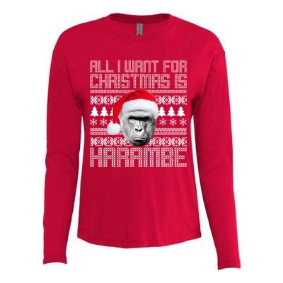 All I Want for Christmas is Harambe Ugly Sweater Design Womens Cotton Relaxed Long Sleeve T-Shirt