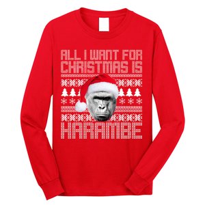 All I Want for Christmas is Harambe Ugly Sweater Design Long Sleeve Shirt