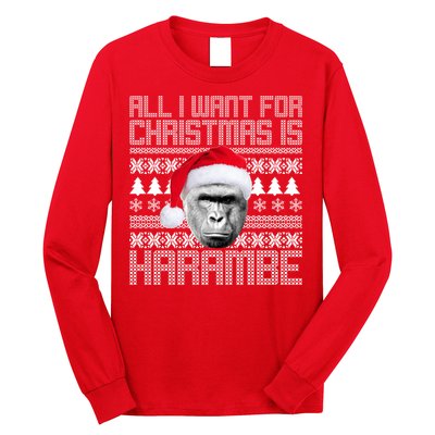 All I Want for Christmas is Harambe Ugly Sweater Design Long Sleeve Shirt