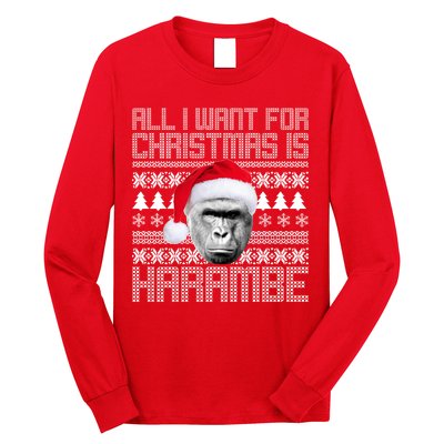 All I Want for Christmas is Harambe Ugly Sweater Design Long Sleeve Shirt