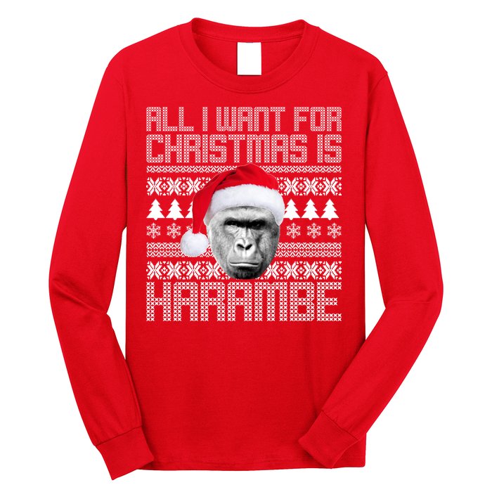 All I Want for Christmas is Harambe Ugly Sweater Design Long Sleeve Shirt