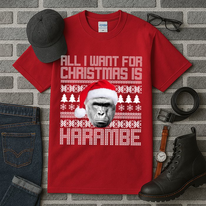 All I Want for Christmas is Harambe Ugly Sweater Design Tall T-Shirt