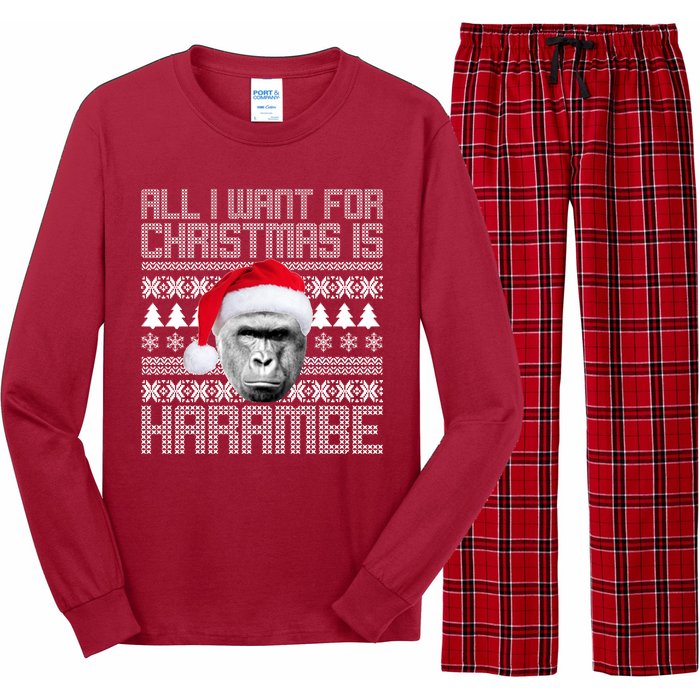 All I Want for Christmas is Harambe Ugly Sweater Design Long Sleeve Pajama Set