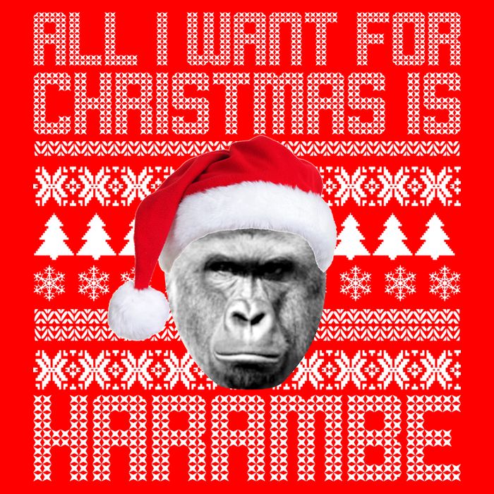 All I Want for Christmas is Harambe Ugly Sweater Design Flatbill Hat