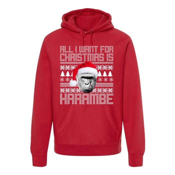 All I Want for Christmas is Harambe Ugly Sweater Design Premium Hoodie