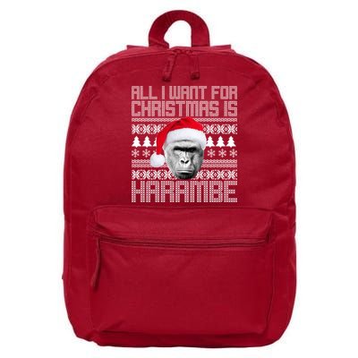 All I Want for Christmas is Harambe Ugly Sweater Design 16 in Basic Backpack