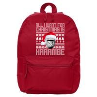 All I Want for Christmas is Harambe Ugly Sweater Design 16 in Basic Backpack