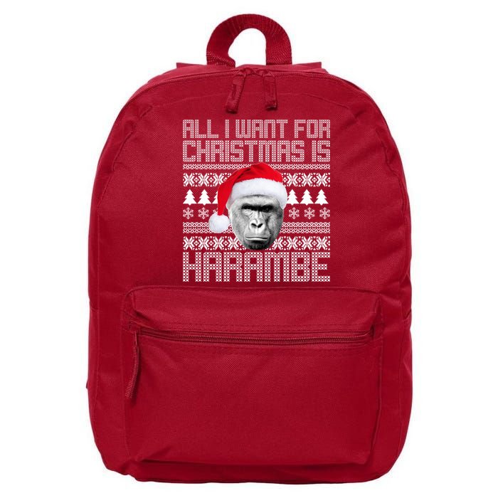 All I Want for Christmas is Harambe Ugly Sweater Design 16 in Basic Backpack