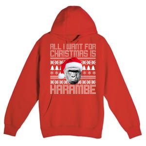 All I Want for Christmas is Harambe Ugly Sweater Design Premium Pullover Hoodie