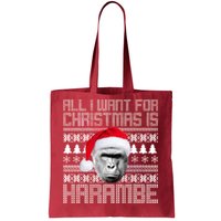 All I Want for Christmas is Harambe Ugly Sweater Design Tote Bag