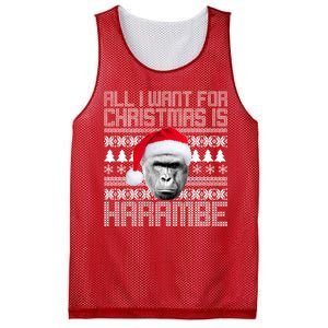 All I Want for Christmas is Harambe Ugly Sweater Design Mesh Reversible Basketball Jersey Tank