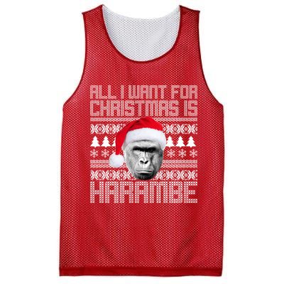 All I Want for Christmas is Harambe Ugly Sweater Design Mesh Reversible Basketball Jersey Tank