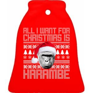 All I Want for Christmas is Harambe Ugly Sweater Design Ceramic Bell Ornament