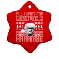 All I Want for Christmas is Harambe Ugly Sweater Design Ceramic Star Ornament