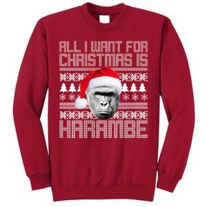 All I Want for Christmas is Harambe Ugly Sweater Design Tall Sweatshirt