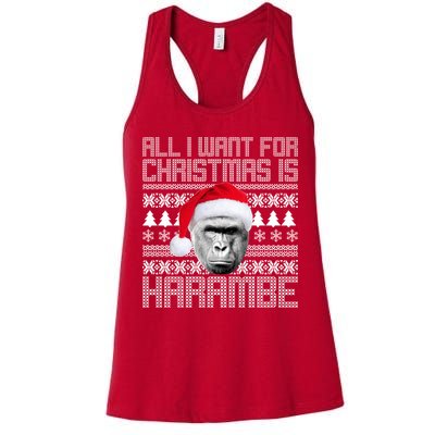 All I Want for Christmas is Harambe Ugly Sweater Design Womens Tank Top