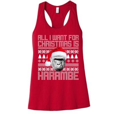 All I Want for Christmas is Harambe Ugly Sweater Design Women's Racerback Tank