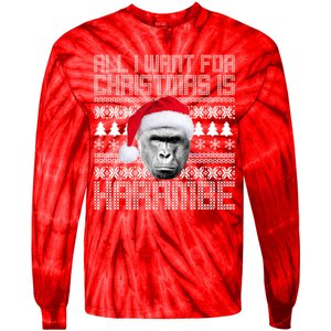 All I Want for Christmas is Harambe Ugly Sweater Design Tie-Dye Long Sleeve Shirt