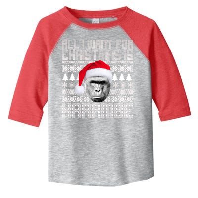 All I Want for Christmas is Harambe Ugly Sweater Design Toddler Fine Jersey T-Shirt
