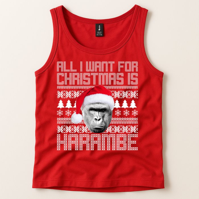 All I Want for Christmas is Harambe Ugly Sweater Design Tank Top