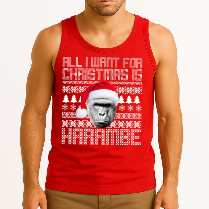All I Want for Christmas is Harambe Ugly Sweater Design Tank Top