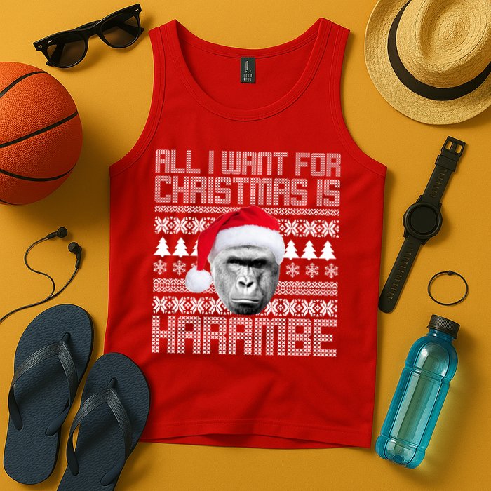 All I Want for Christmas is Harambe Ugly Sweater Design Tank Top