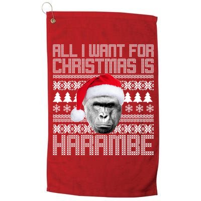 All I Want for Christmas is Harambe Ugly Sweater Design Golf Towel