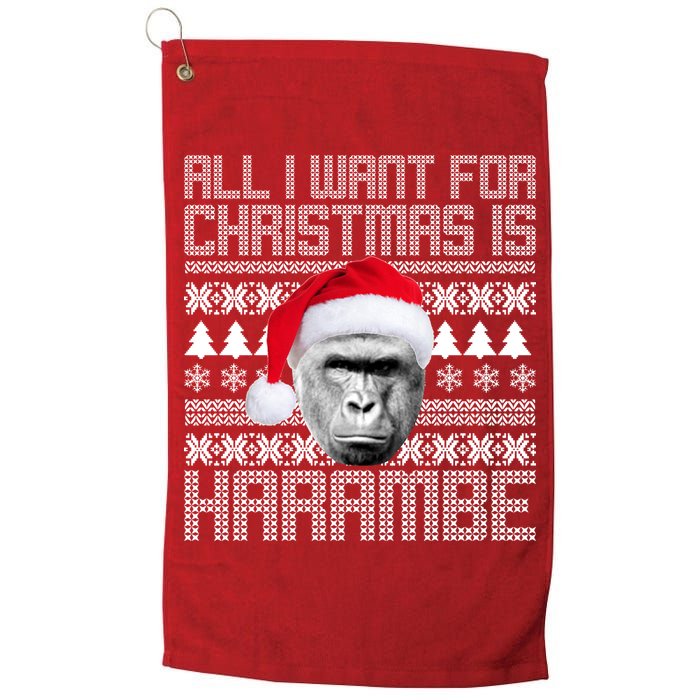 All I Want for Christmas is Harambe Ugly Sweater Design Golf Towel