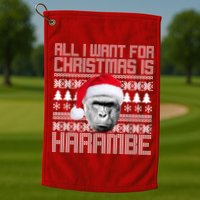All I Want for Christmas is Harambe Ugly Sweater Design Golf Towel