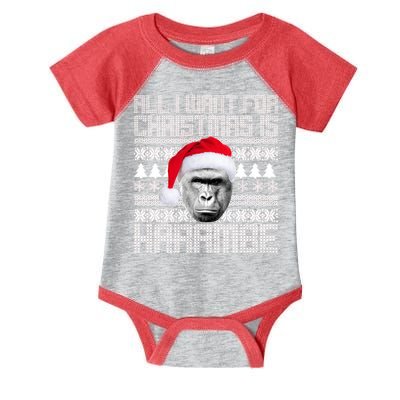 All I Want for Christmas is Harambe Ugly Sweater Design Infant Baby Jersey Bodysuit