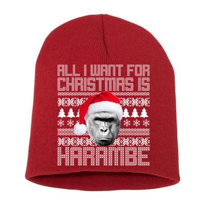 All I Want for Christmas is Harambe Ugly Sweater Design Short Acrylic Beanie