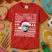 All I Want for Christmas is Harambe Ugly Sweater Design Kids T-Shirt