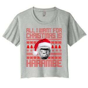 All I Want for Christmas is Harambe Ugly Sweater Design Women's Crop Top Tee